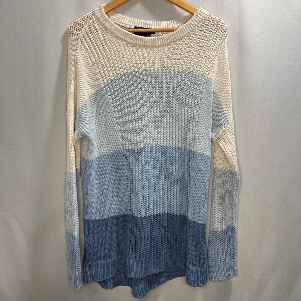 Pendleton Striped Cotton Wool Knit Sweater Blue Ombre Size M